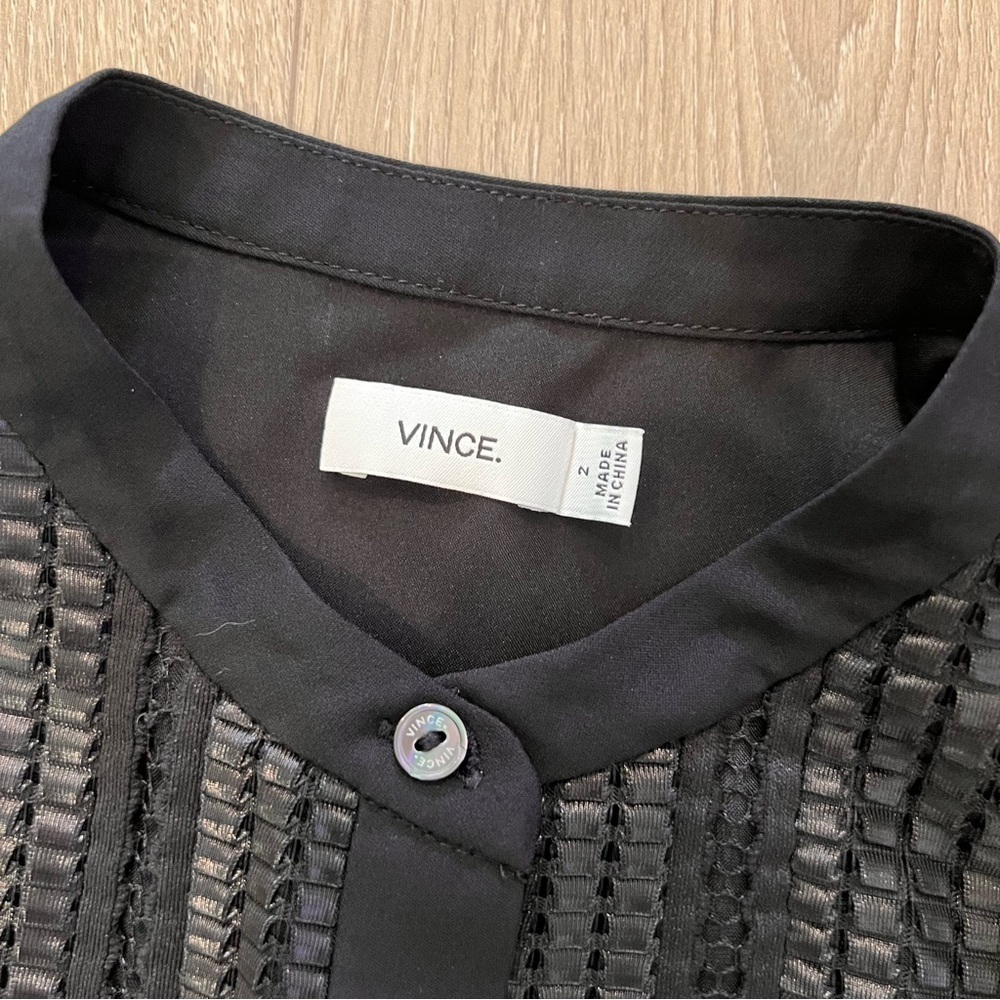 Vince Black Long Sleeve Dress with Textured Detail - Picture 6 of 6